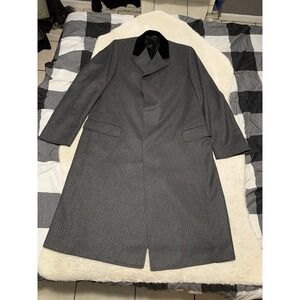 Jos. Joseph A Bank Long Wool Mens Dress Trench Coat Gray Overcoat 44L Jacket